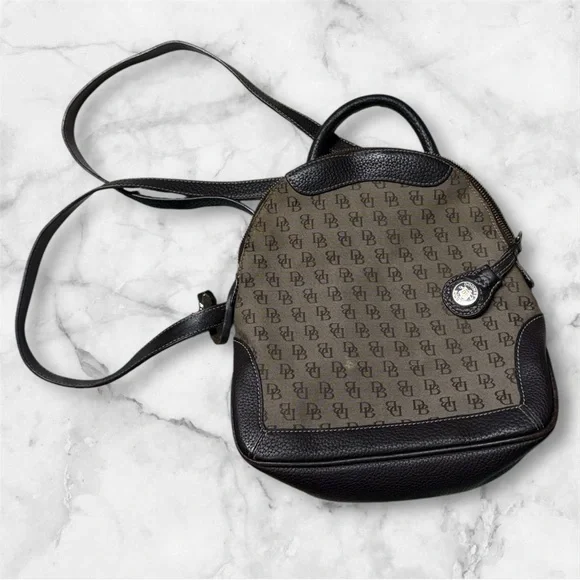 Vintage Dooney & Bourke brown Backpack with leather trim - Picture 1 of 12